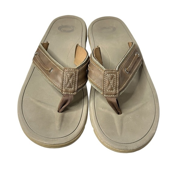 O’Rageous Men’s Faux Leather Brown Flip Flops Size 12D - Picture 2 of 9